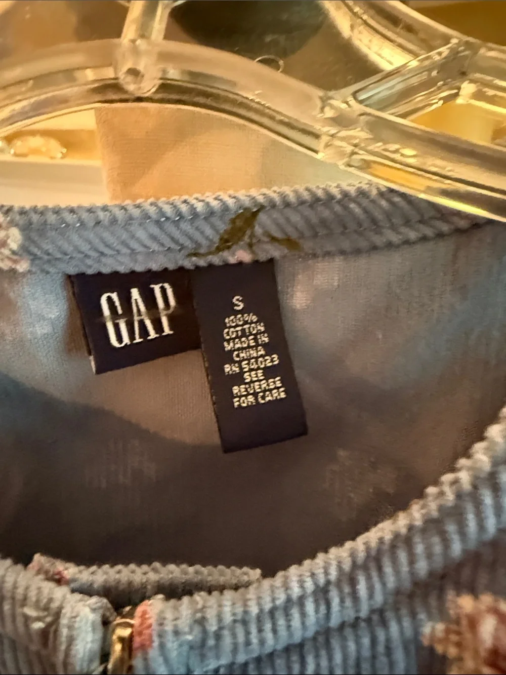 GAP Blue Floral Corduroy Pinafore Dress